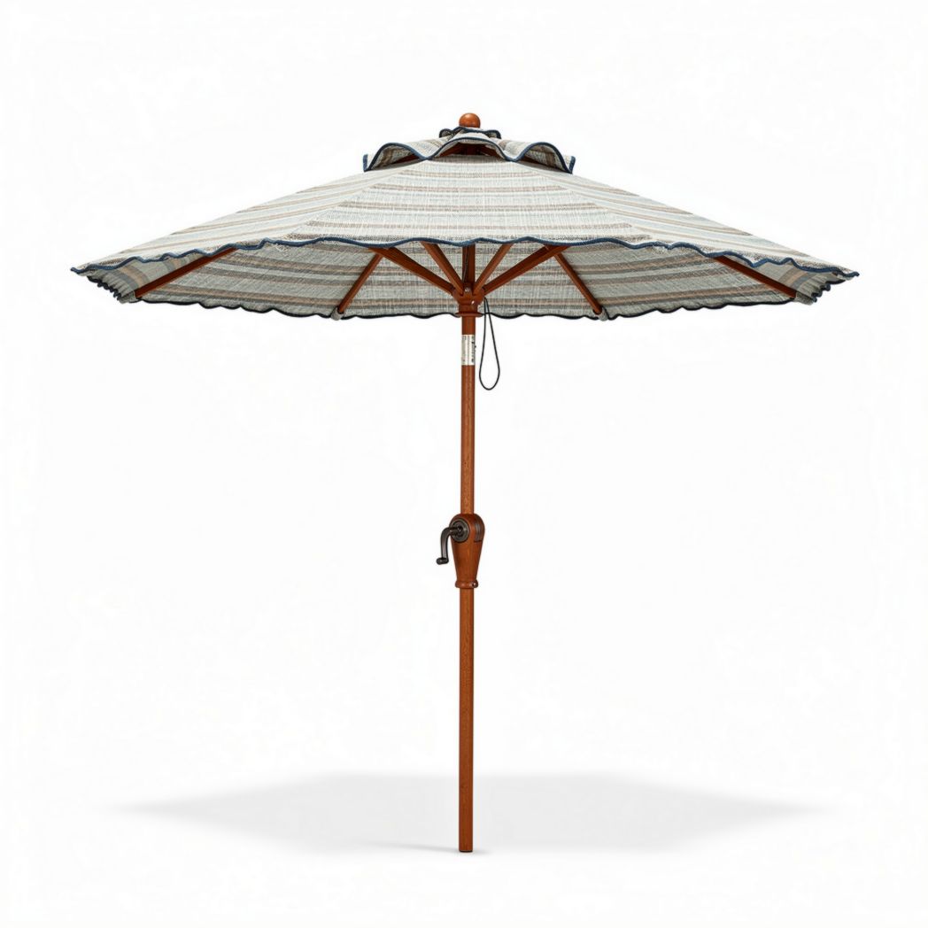 Parasol met houten stok en uv-bescherming 250 x 250 x 250cm wit