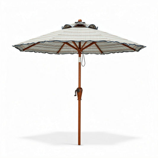 Parasol met houten stok en uv-bescherming 250 x 250 x 250cm wit