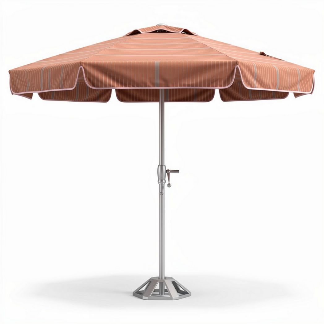Parasolsysteem met aluminium frame en gestreepte doek in oranje 250 x 250 x 250cm