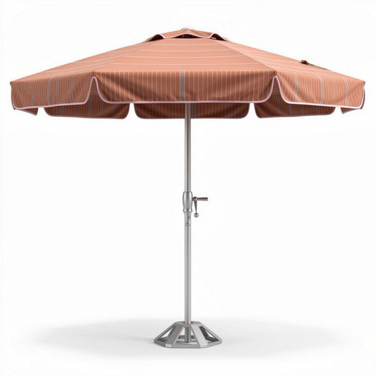 Parasolsysteem met aluminium frame en gestreepte doek in oranje 250 x 250 x 250cm