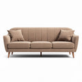 Bank in bruin stof met kussens 200 x 90 x 85cm voor woonkamerinrichting
