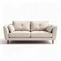 Zithoek bank in lichtbeige stof met houten poten 200 x 90 x 80cm