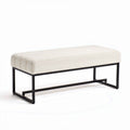 Bank met metalen frame en beige stof 120 x 50 x 40cm