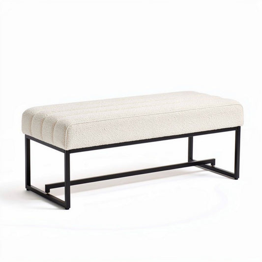 Bank met metalen frame en beige stof 120 x 50 x 40cm
