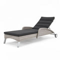 Loungebed met verstelbare rugleuning van wicker in grijs 200 x 70 x 30cm