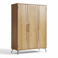 Houten kast met deuren van lamellen en metalen poten 80 x 40 x 180cm